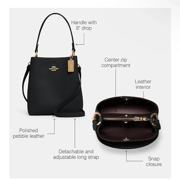 Coach Black Town Bucket Bag - Picture 12 of 13